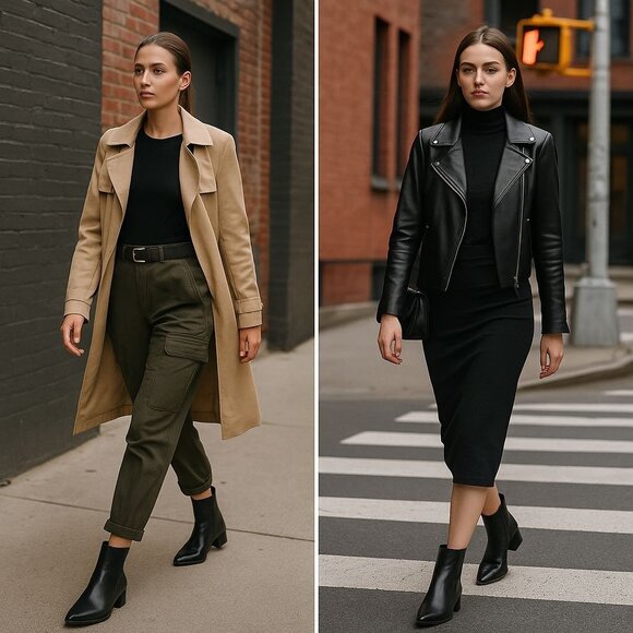 Thursday Women Black Leather Boots 6.5 Minimalist Ankle, Utility Luxe, Goth Lite - Picture 1 of 15